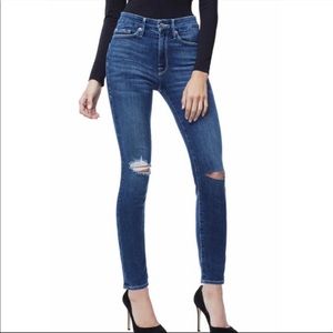 Good American Good Waist Distressed Blue 179 High Rise Jean